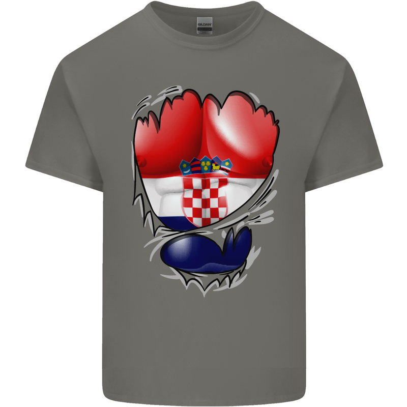 Gym Croatian Flag Ripped Muscles Croatia Kids T-Shirt Childrens Charcoal