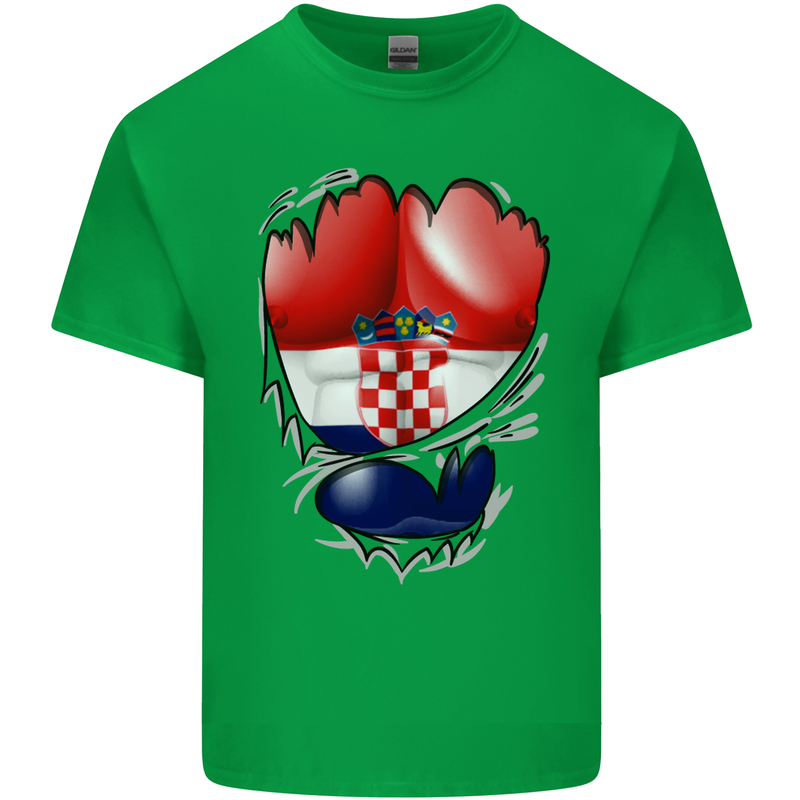 Gym Croatian Flag Ripped Muscles Croatia Kids T-Shirt Childrens Irish Green