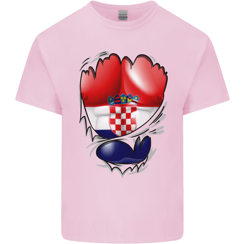 Gym Croatian Flag Ripped Muscles Croatia Kids T-Shirt Childrens Light Pink