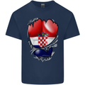 Gym Croatian Flag Ripped Muscles Croatia Kids T-Shirt Childrens Navy Blue
