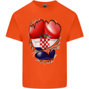 Gym Croatian Flag Ripped Muscles Croatia Kids T-Shirt Childrens Orange