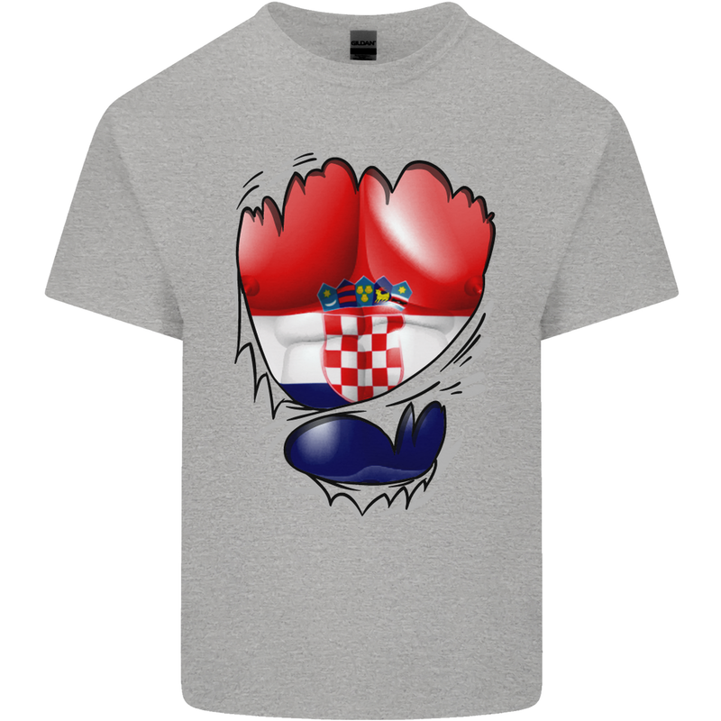 Gym Croatian Flag Ripped Muscles Croatia Kids T-Shirt Childrens Sports Grey