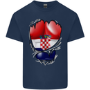 Gym Croatian Flag Ripped Muscles Croatia Mens Cotton T-Shirt Tee Top Navy Blue