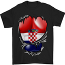 Gym Croatian Flag Ripped Muscles Croatia Mens T-Shirt Cotton Gildan Black