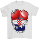 Gym Croatian Flag Ripped Muscles Croatia Mens T-Shirt Cotton Gildan White
