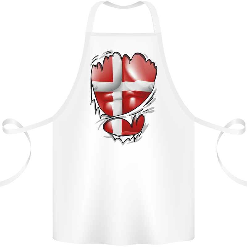 Gym Danish Flag Ripped Muscles Denmark Cotton Apron 100% Organic White