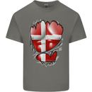 Gym Danish Flag Ripped Muscles Denmark Kids T-Shirt Childrens Charcoal