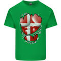 Gym Danish Flag Ripped Muscles Denmark Kids T-Shirt Childrens Irish Green