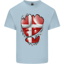 Gym Danish Flag Ripped Muscles Denmark Kids T-Shirt Childrens Light Blue