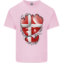 Gym Danish Flag Ripped Muscles Denmark Kids T-Shirt Childrens Light Pink