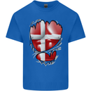 Gym Danish Flag Ripped Muscles Denmark Kids T-Shirt Childrens Royal Blue