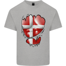 Gym Danish Flag Ripped Muscles Denmark Kids T-Shirt Childrens Sports Grey
