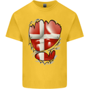 Gym Danish Flag Ripped Muscles Denmark Kids T-Shirt Childrens Yellow