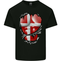 Gym Danish Flag Ripped Muscles Denmark Mens Cotton T-Shirt Tee Top Black