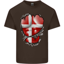Gym Danish Flag Ripped Muscles Denmark Mens Cotton T-Shirt Tee Top Dark Chocolate