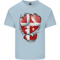 Gym Danish Flag Ripped Muscles Denmark Mens Cotton T-Shirt Tee Top Light Blue