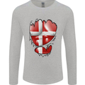 Gym Danish Flag Ripped Muscles Denmark Mens Long Sleeve T-Shirt Sports Grey