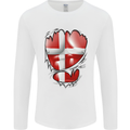 Gym Danish Flag Ripped Muscles Denmark Mens Long Sleeve T-Shirt White