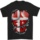 Gym Danish Flag Ripped Muscles Denmark Mens T-Shirt Cotton Gildan Black