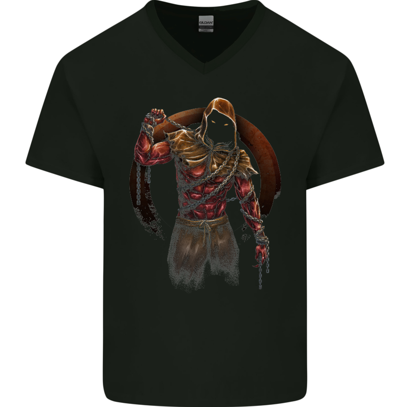 Gym Demon Training Top Bodybuilding Workout Mens V-Neck Cotton T-Shirt Black