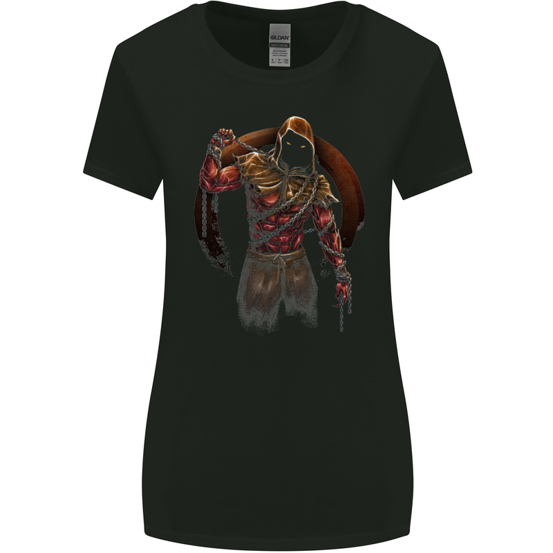 Gym Demon Training Top Bodybuilding Workout Womens Wider Cut T-Shirt Black