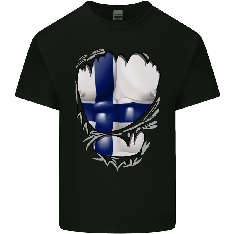Gym Finnish Flag Ripped Muscles Finland Kids T-Shirt Childrens Black