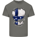 Gym Finnish Flag Ripped Muscles Finland Kids T-Shirt Childrens Charcoal
