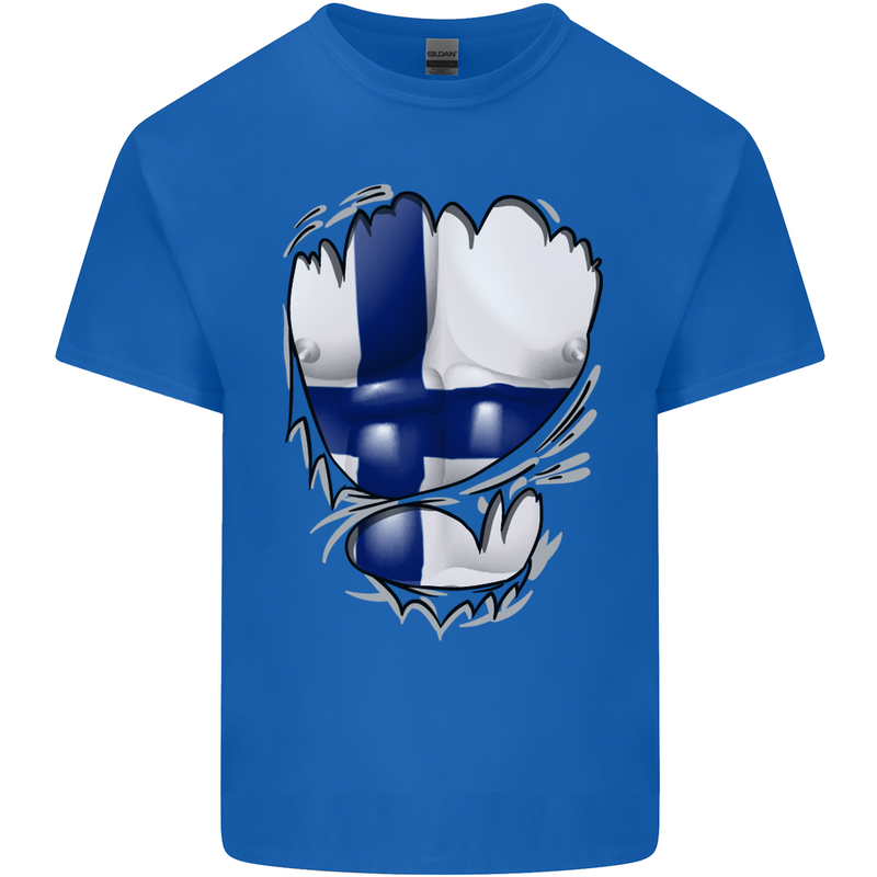 Gym Finnish Flag Ripped Muscles Finland Kids T-Shirt Childrens Royal Blue