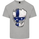 Gym Finnish Flag Ripped Muscles Finland Kids T-Shirt Childrens Sports Grey