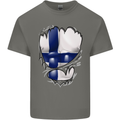 Gym Finnish Flag Ripped Muscles Finland Mens Cotton T-Shirt Tee Top Charcoal