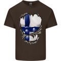 Gym Finnish Flag Ripped Muscles Finland Mens Cotton T-Shirt Tee Top Dark Chocolate