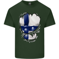 Gym Finnish Flag Ripped Muscles Finland Mens Cotton T-Shirt Tee Top Forest Green