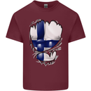 Gym Finnish Flag Ripped Muscles Finland Mens Cotton T-Shirt Tee Top Maroon