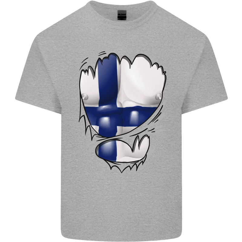 Gym Finnish Flag Ripped Muscles Finland Mens Cotton T-Shirt Tee Top Sports Grey