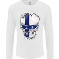 Gym Finnish Flag Ripped Muscles Finland Mens Long Sleeve T-Shirt White