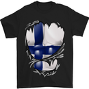 Gym Finnish Flag Ripped Muscles Finland Mens T-Shirt Cotton Gildan Black