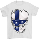 Gym Finnish Flag Ripped Muscles Finland Mens T-Shirt Cotton Gildan White