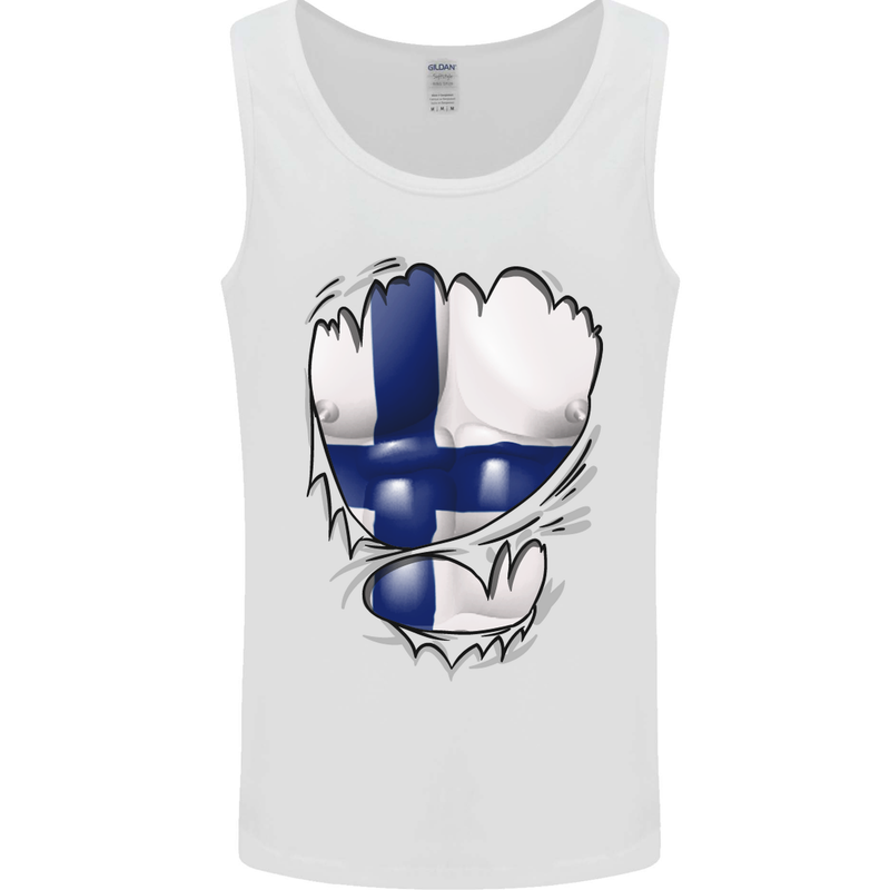 Gym Finnish Flag Ripped Muscles Finland Mens Vest Tank Top White