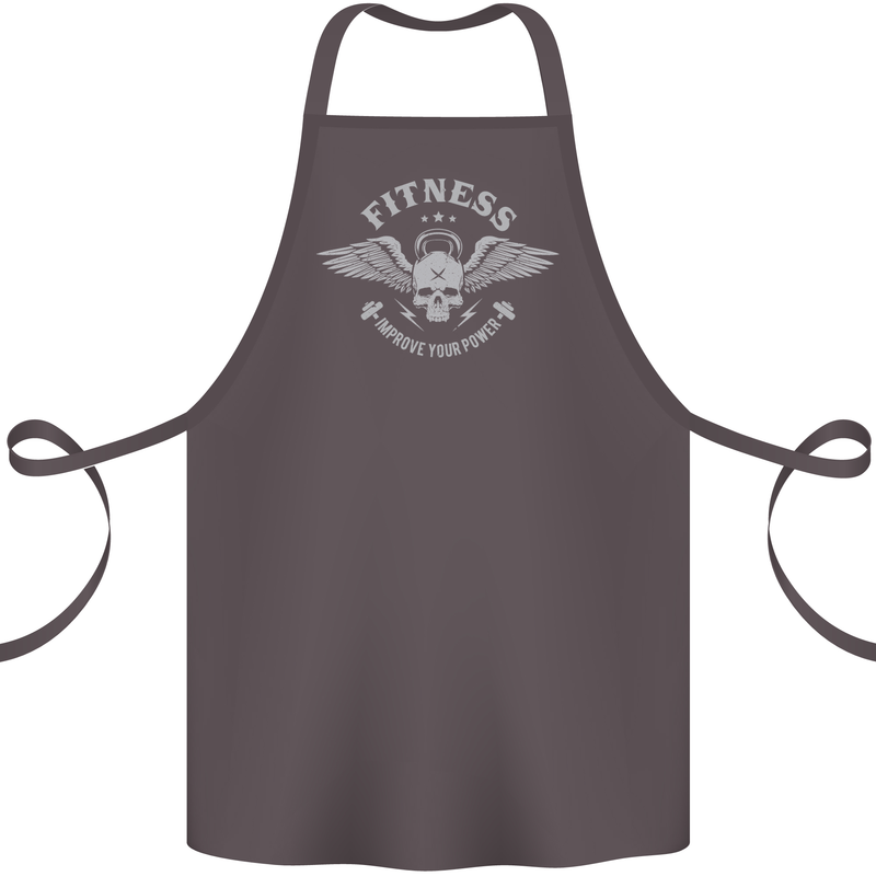 Gym Fitness Improve Your Power Skull Cotton Apron 100% Organic Dark Grey