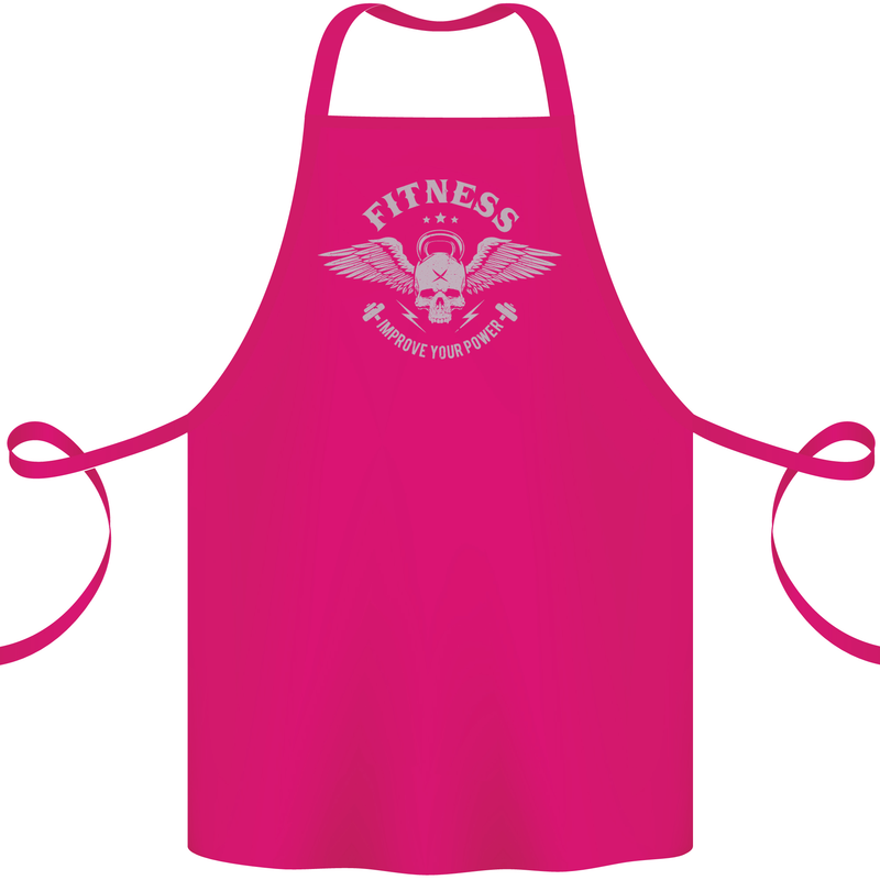 Gym Fitness Improve Your Power Skull Cotton Apron 100% Organic Pink