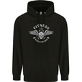Gym Fitness Improve Your Power Skull Mens 80% Cotton Hoodie Black