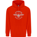 Gym Fitness Improve Your Power Skull Mens 80% Cotton Hoodie Bright Red