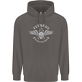 Gym Fitness Improve Your Power Skull Mens 80% Cotton Hoodie Charcoal