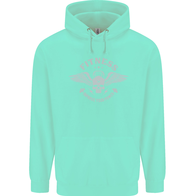 Gym Fitness Improve Your Power Skull Mens 80% Cotton Hoodie Peppermint