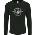 Gym Fitness Improve Your Power Skull Mens Long Sleeve T-Shirt Black