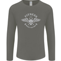 Gym Fitness Improve Your Power Skull Mens Long Sleeve T-Shirt Charcoal