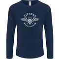 Gym Fitness Improve Your Power Skull Mens Long Sleeve T-Shirt Navy Blue