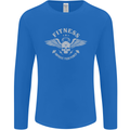 Gym Fitness Improve Your Power Skull Mens Long Sleeve T-Shirt Royal Blue