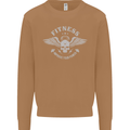 Gym Fitness Improve Your Power Skull Mens Sweatshirt Jumper Caramel Latte