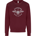 Gym Fitness Improve Your Power Skull Mens Sweatshirt Jumper Maroon